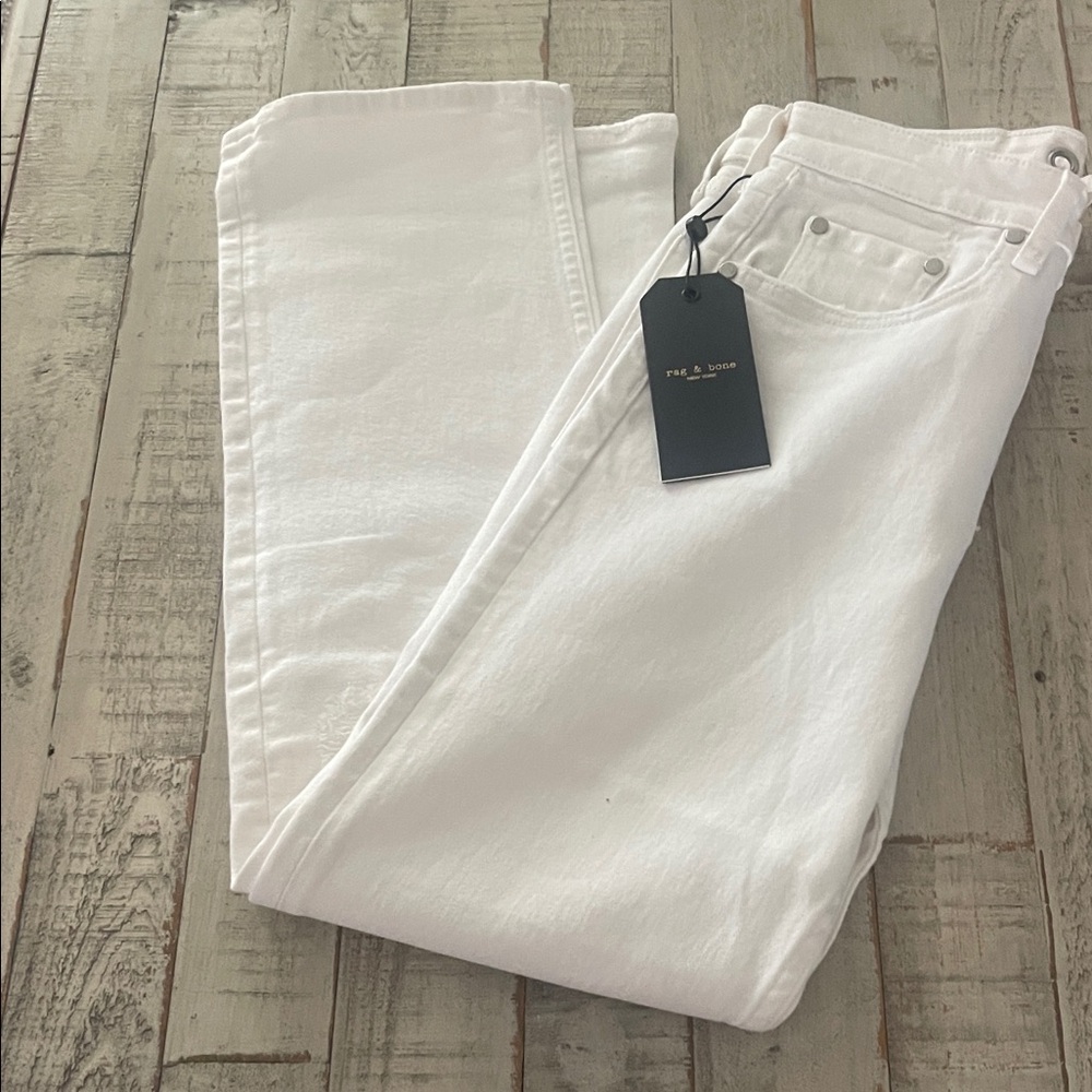 rag & bone Women's Maya  High Rise Ankle Straight Jeans in Crisp White - Picture 10 of 10